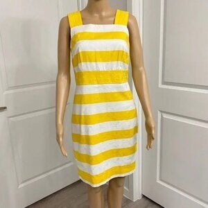 Ann Taylor Women's Sheath Dress. Sleeveless. Yellow/White Stripes. Size 2.